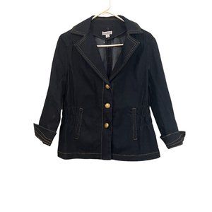 Joan Rivers Navy Denim Jean Blazer Jacket Women Size M